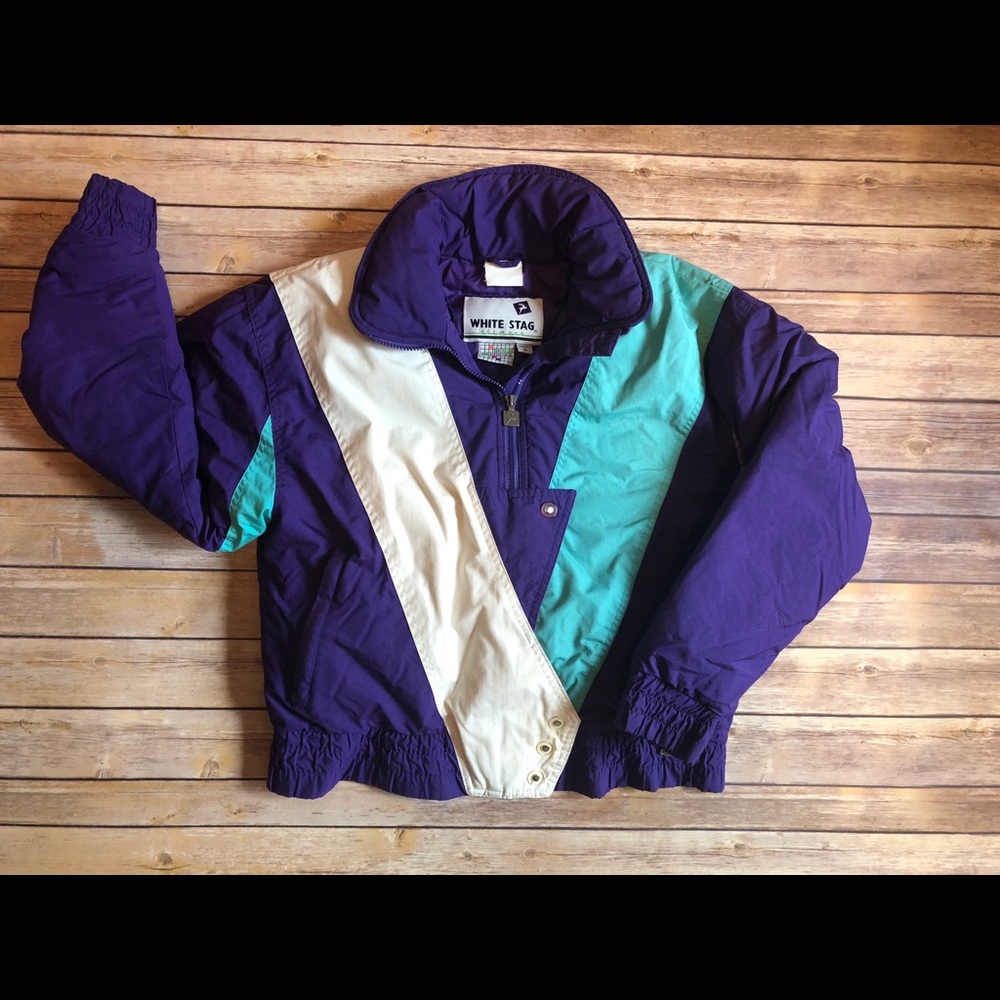 Vintage White Stag Ski Graphics Parka
